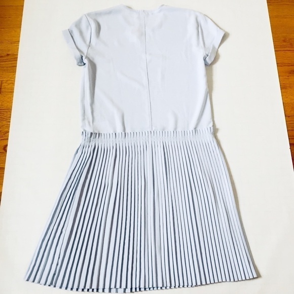 Nordstrom CAARA Short Sleeve Baby Blue Pleated Dropped Waist Relaxed Midi Dress - Picture 13 of 15